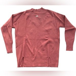 Nordstrom Rose Pink V-Neck Ribbed Sweater
